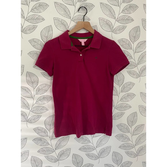 Lilly Pulitzer Burgundy and Green Embroidered Polo, Size S - Picture 1 of 3
